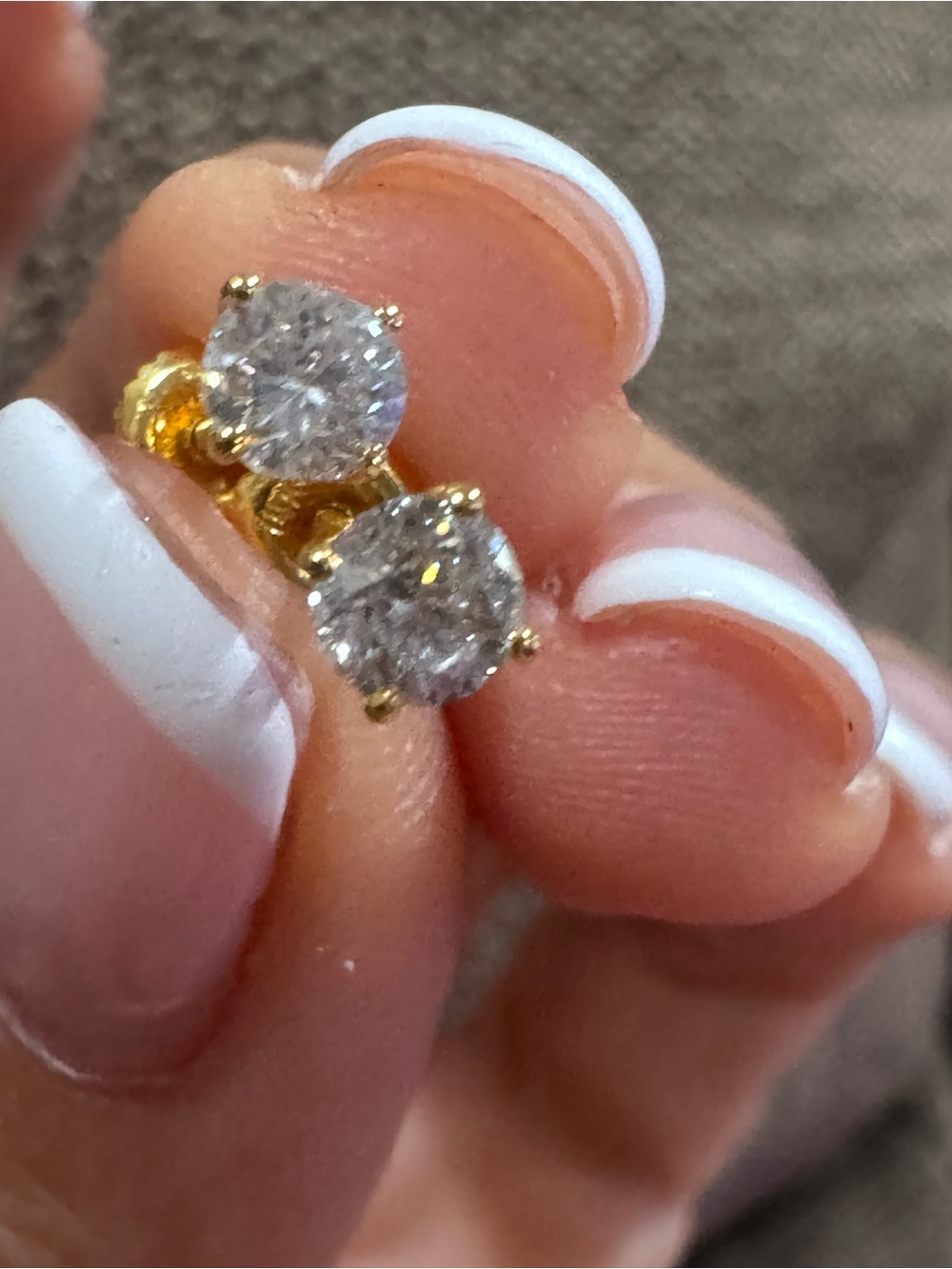 NEW 14K YG Natural Diamond Stud Earrings 0.50 CTW Round Brilliant Screw Back